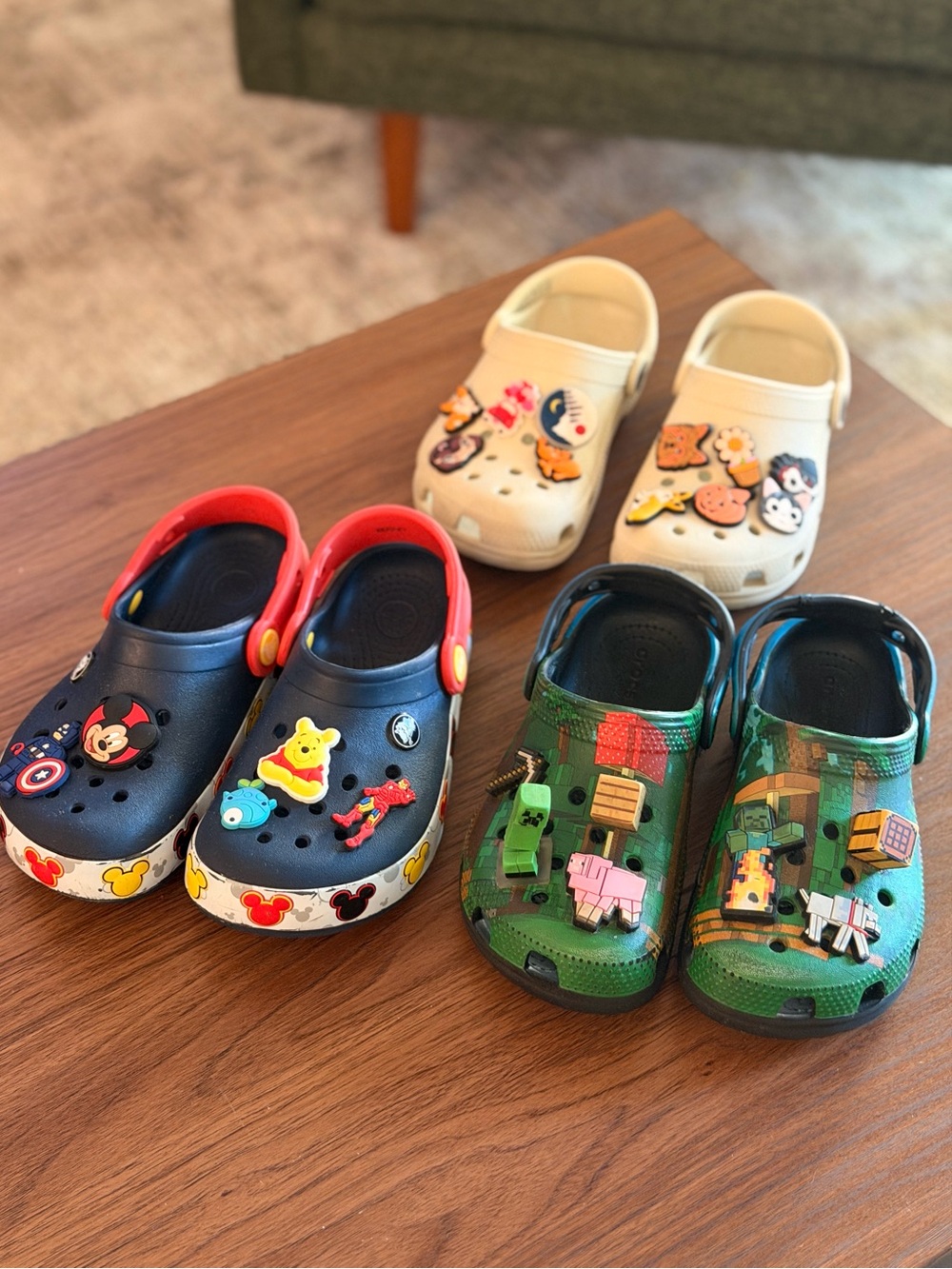 Set of 3 Crocs for Boys size 13 Kids Minecraft Mickey Mouse Disney Dogs Casual